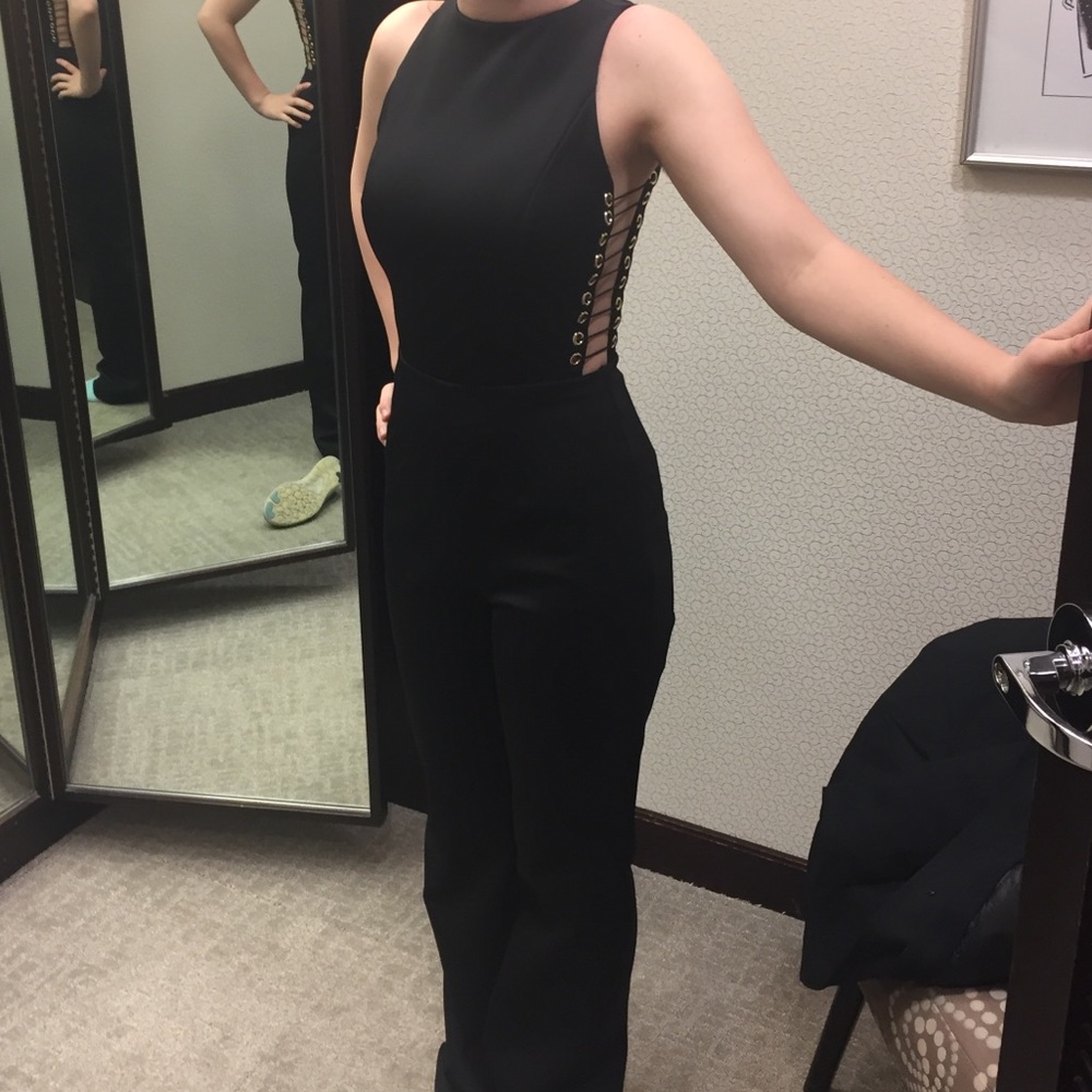 Misha Collection high neck jumpsuit lace up sides